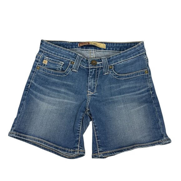 Big Star Womens Remy Low Rise Fit Denim Shorts Size 26 Blue Embroidered Pockets - Picture 1 of 7